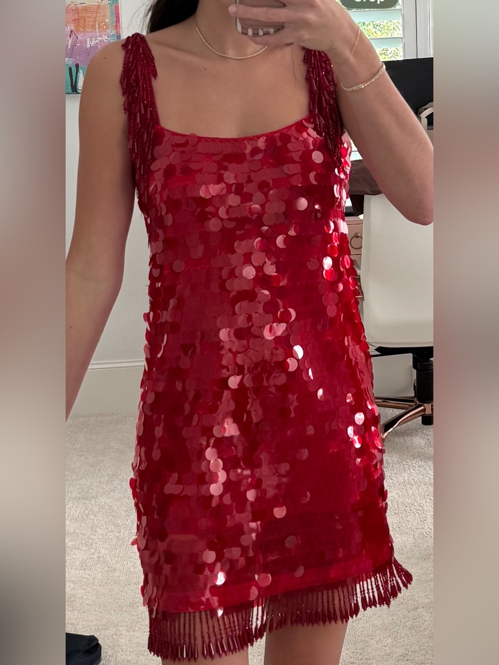 Alexis Red Sequin Mini Dress - Picture 2 of 4